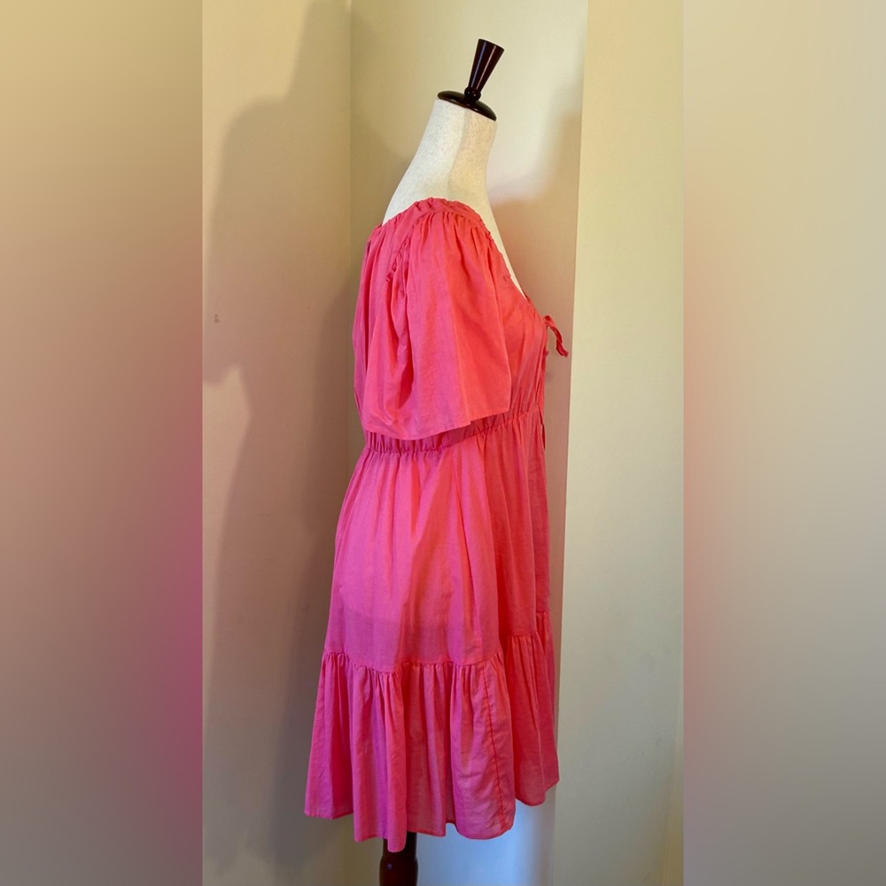 NWT J Crew SZ M Cotton Voile Pink Tiered Button-down Beach Dress - SO cute! - Picture 6 of 9